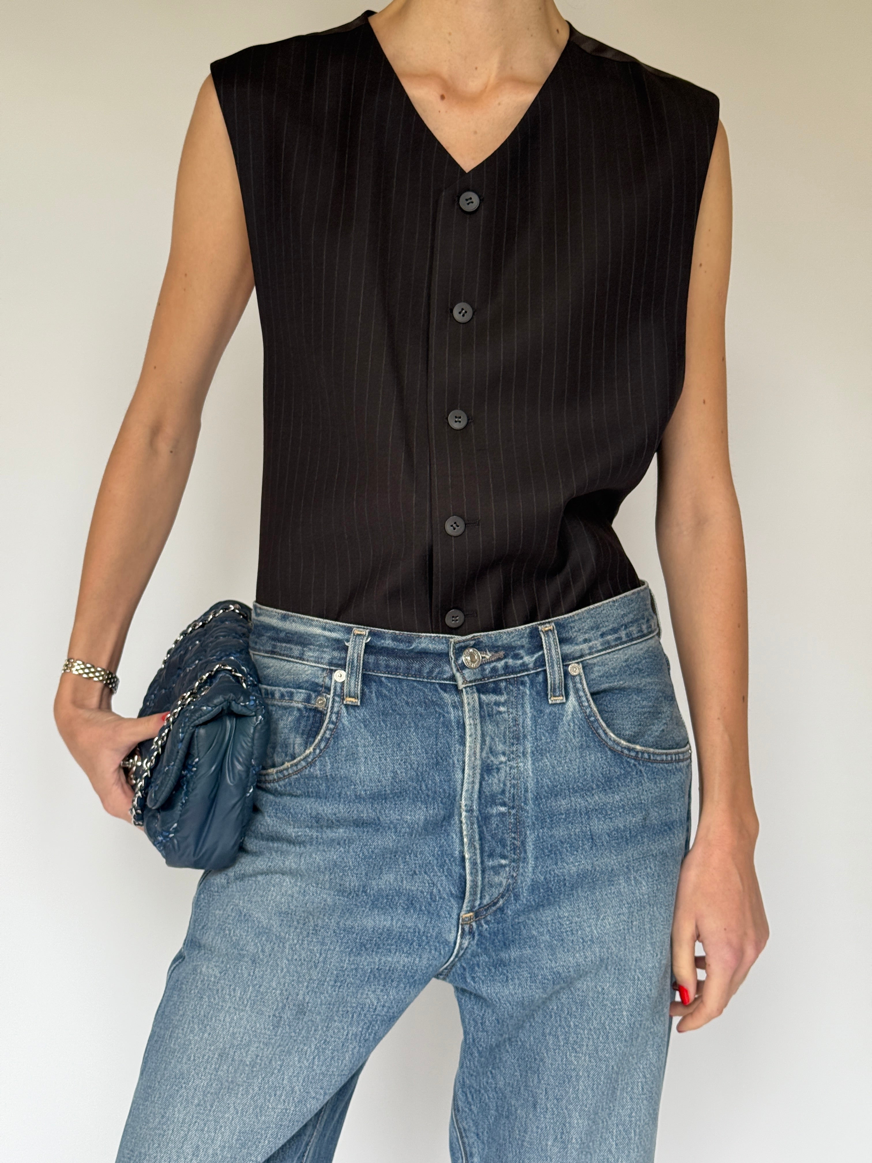 Vintage black pinstripe vest
