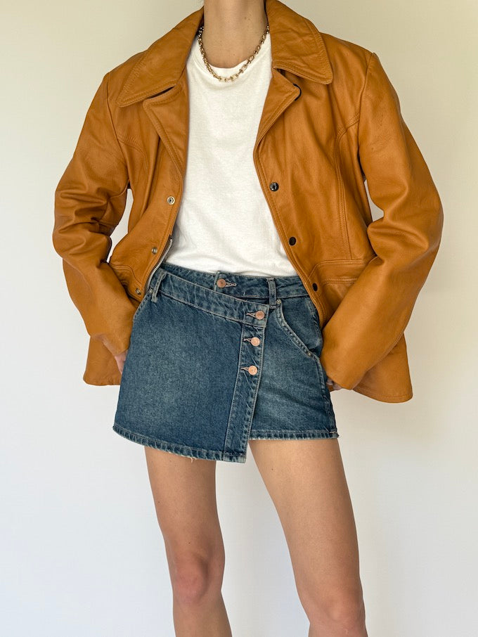 Vintage Beige Leather Jacket 5077