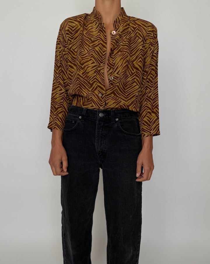 VINTAGE ANIMAL PRINTED BLOUSE 2067