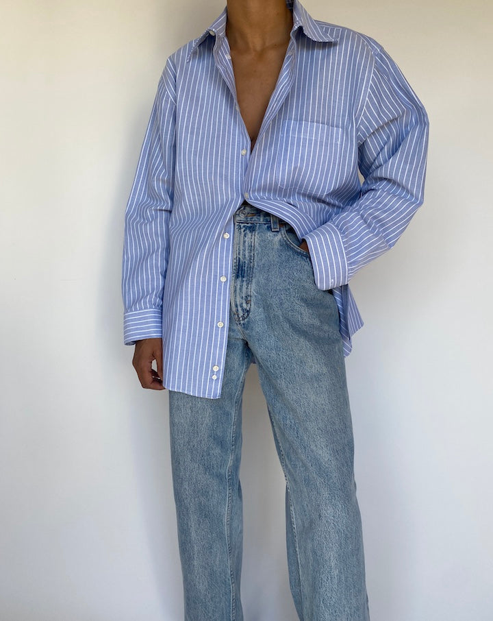 VINTAGE LIGHT BLUE STRIPED LONG SLEEVE SHIRT 3248