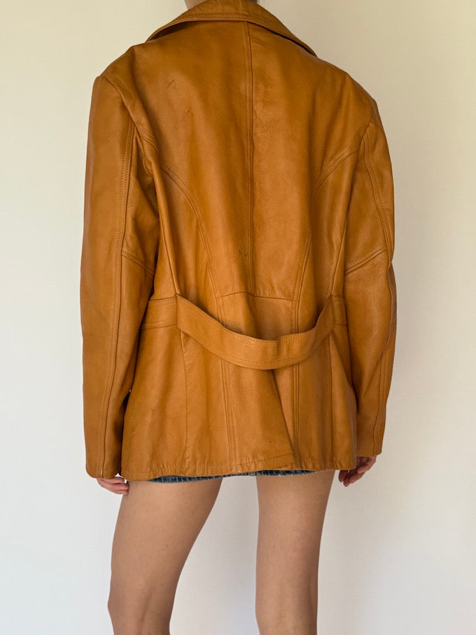 Vintage Beige Leather Jacket 5077