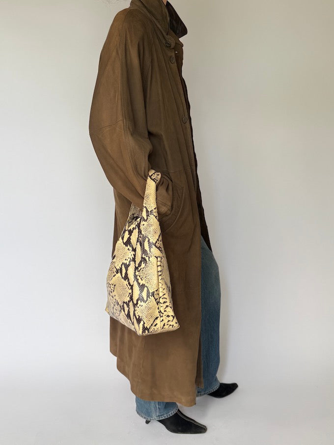 Vintage long leather coat brown 6105