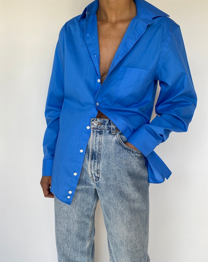 VINTAGE BLUE BUTTON DOWN LONG SLEEVE SHIRT 3250