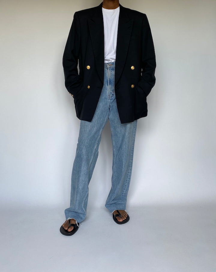 VINTAGE BLACK DOUBLE BREASTED BLAZER 3654