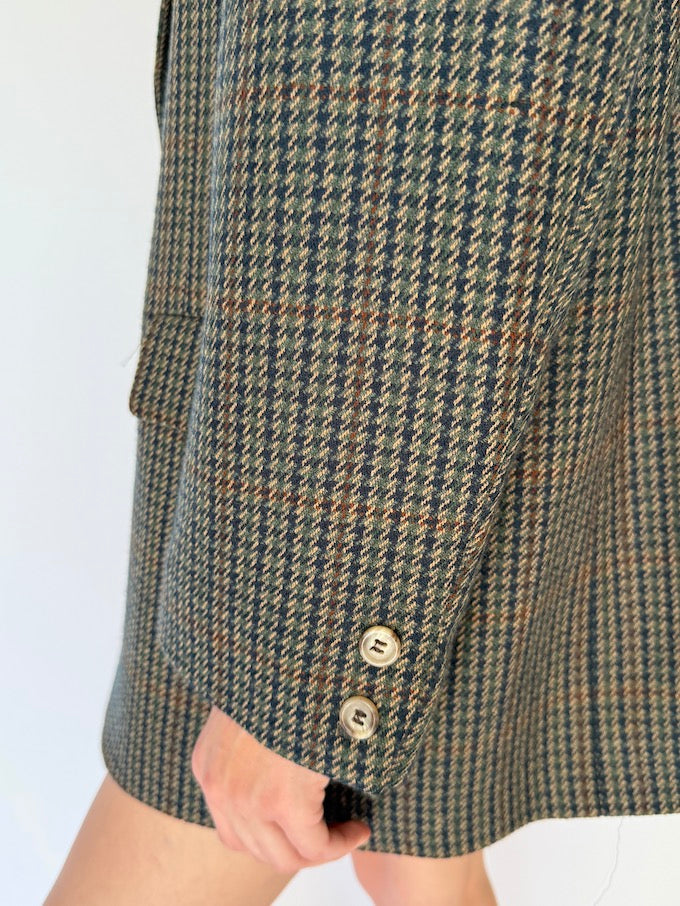 Vintage Houndstooth Wool Blazer 5850