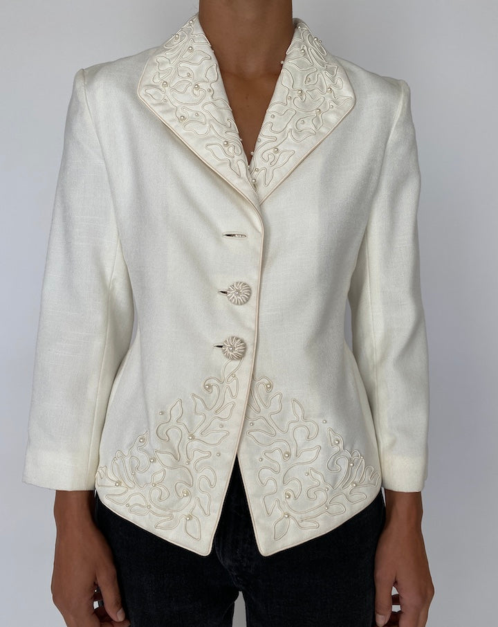 VINTAGE OFF WHITE BLAZER JACKET 2070