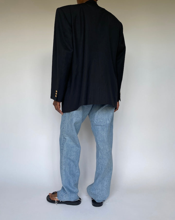 VINTAGE BLACK DOUBLE BREASTED BLAZER 3654