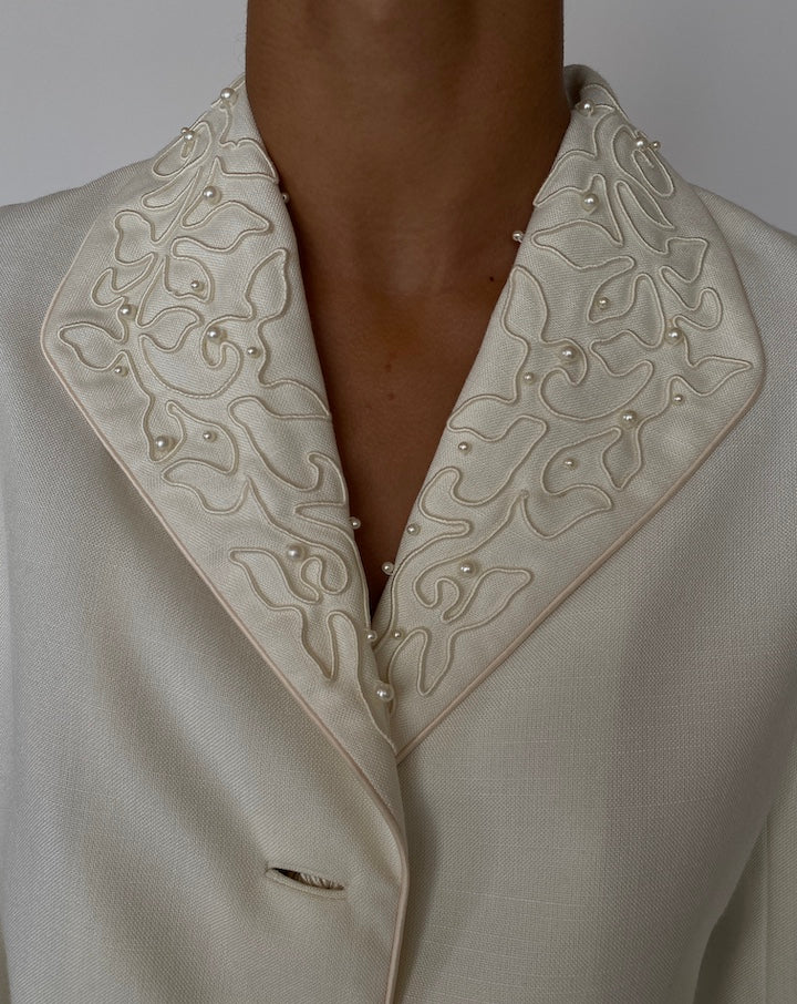 VINTAGE OFF WHITE BLAZER JACKET 2070