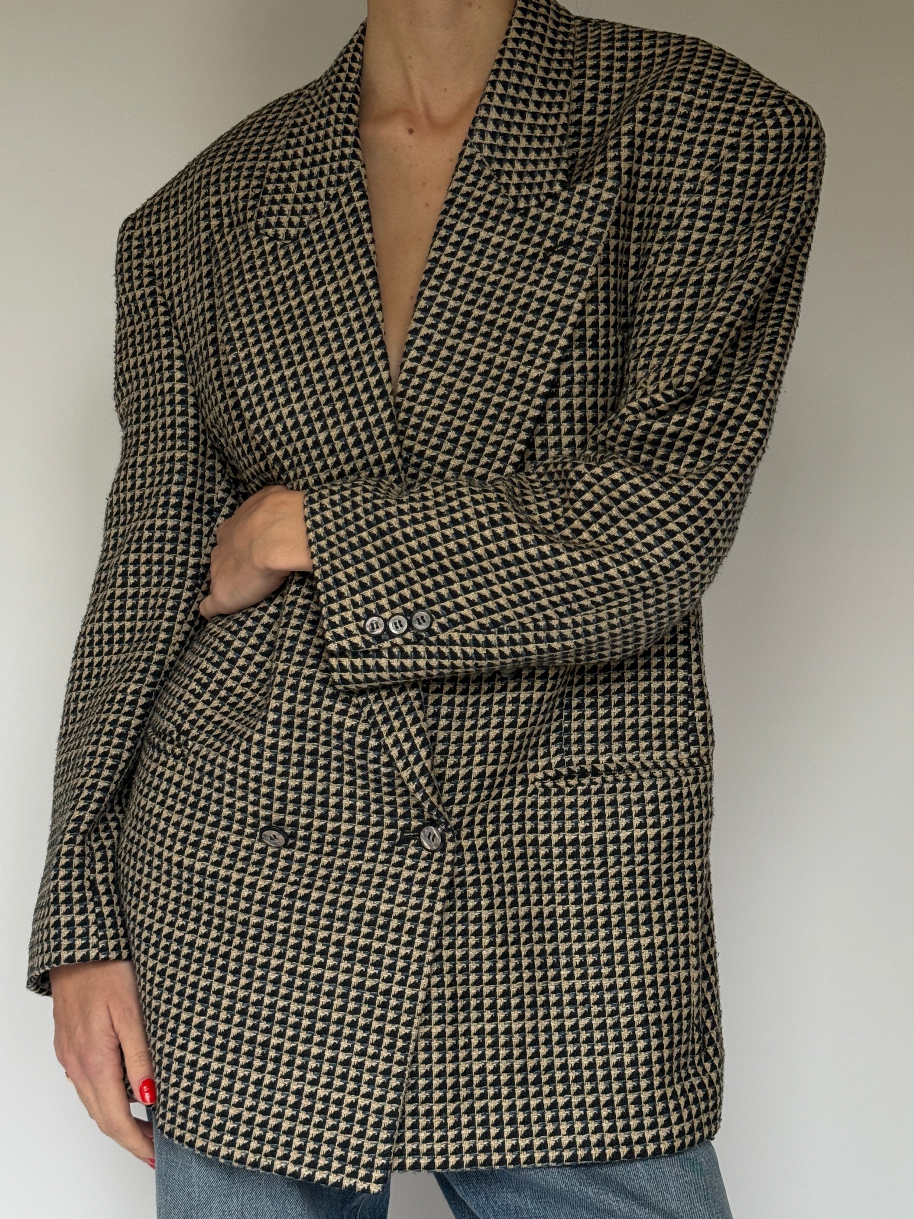 Vintage patterned silk oversized blazer