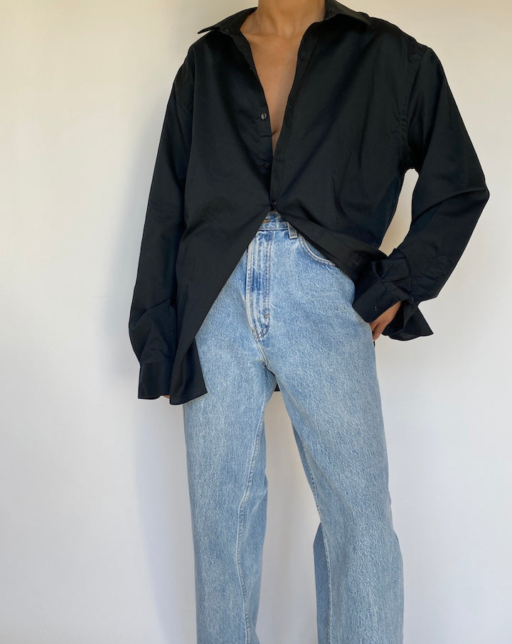 VINTAGE OVERSIZED BLACK SHIRT 3253