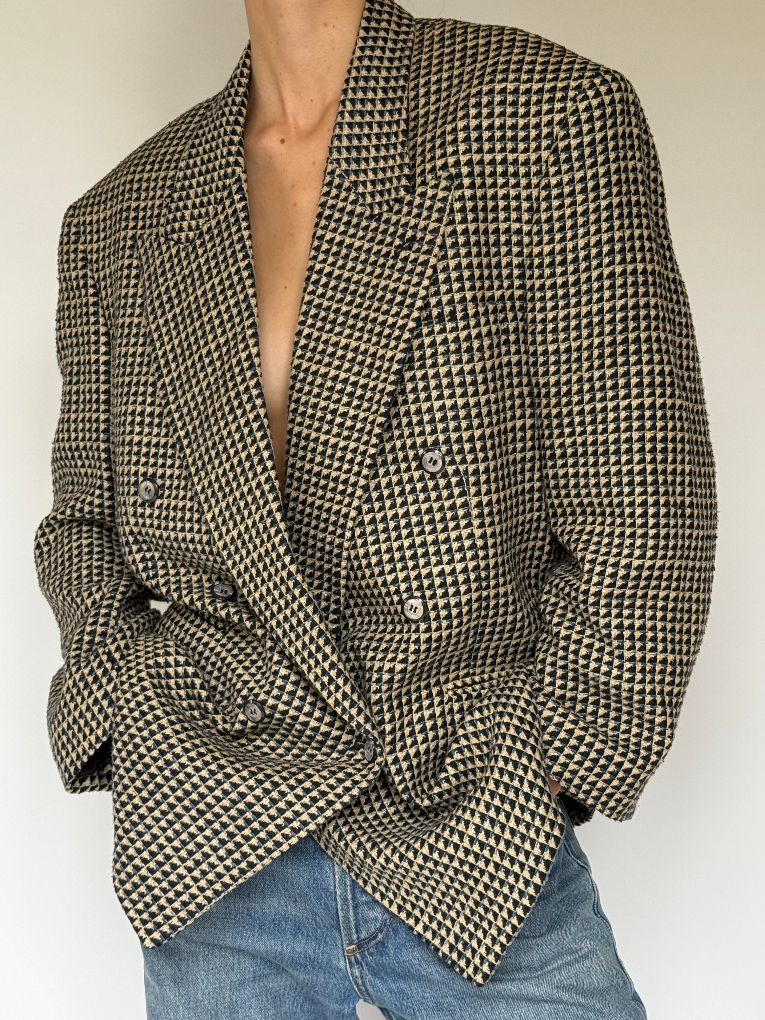 Vintage silk classic geometric blazer front