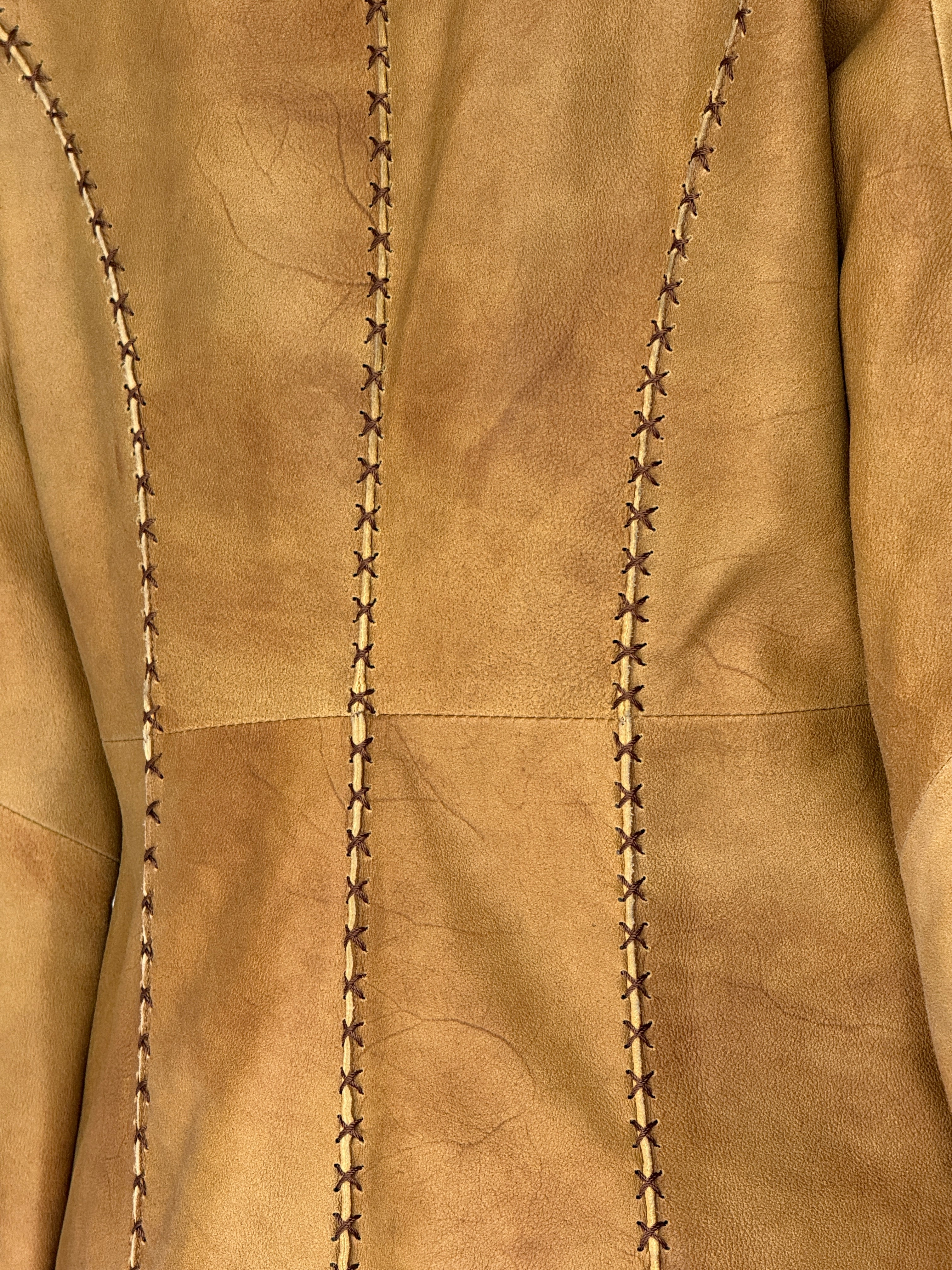 Vintage Leather jacket with Faux Fur trim Tan