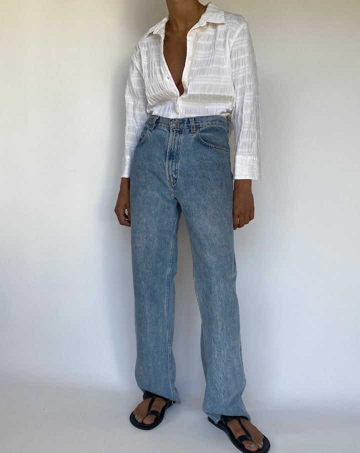 VINTAGE WHITE CRINKLE TIE TOP 2058