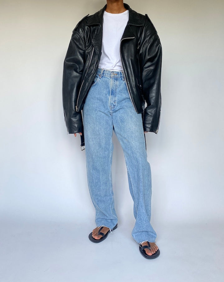 VINTAGE BLACK MOTO LEATHER JACKET 3657