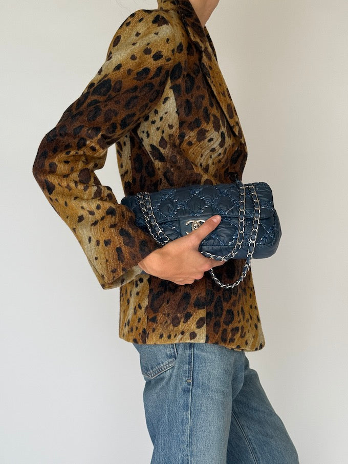 Vintage Leopard Print Wool-Blend Blazer