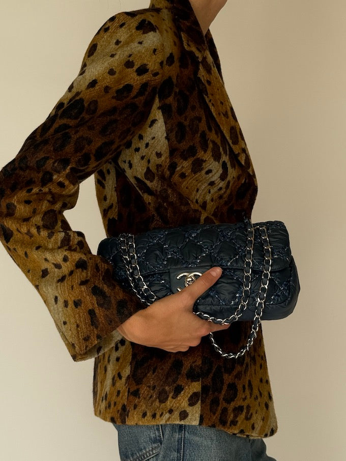 Vintage Leopard Print Wool-Blend Blazer
