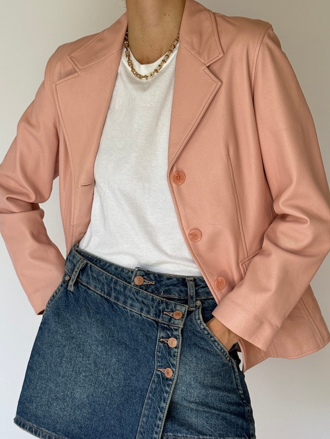 Vintage Leather Jacket Pink 5646