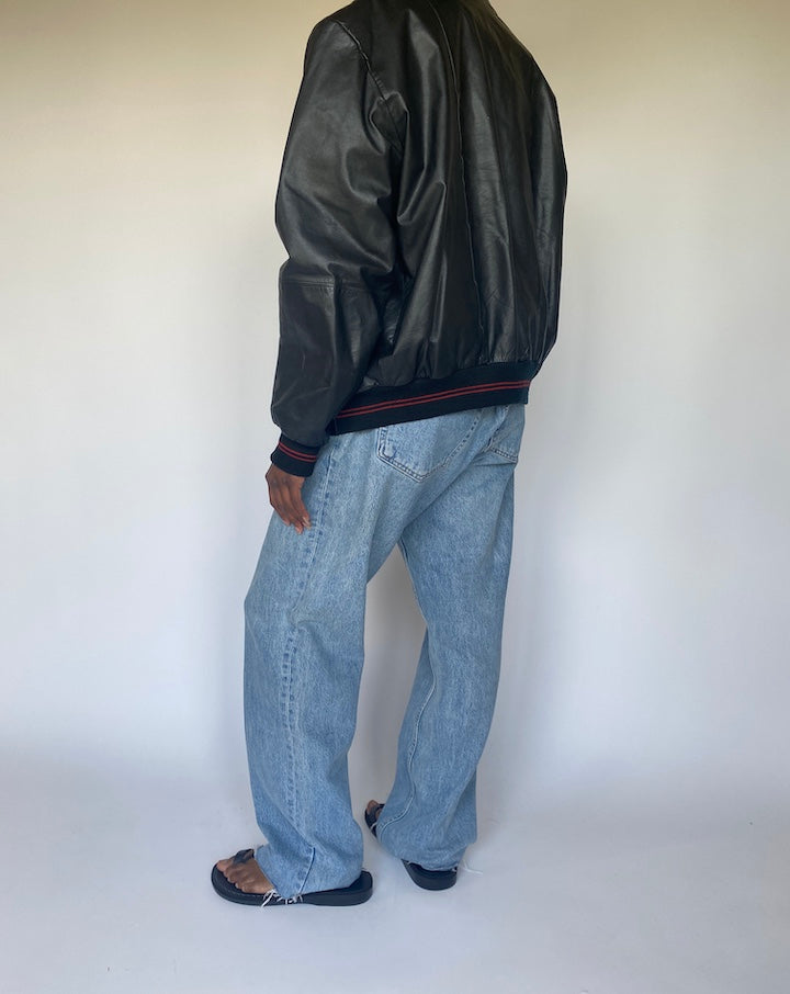 VINTAGE BLACK BOMBER LEATHER JACKET 3662