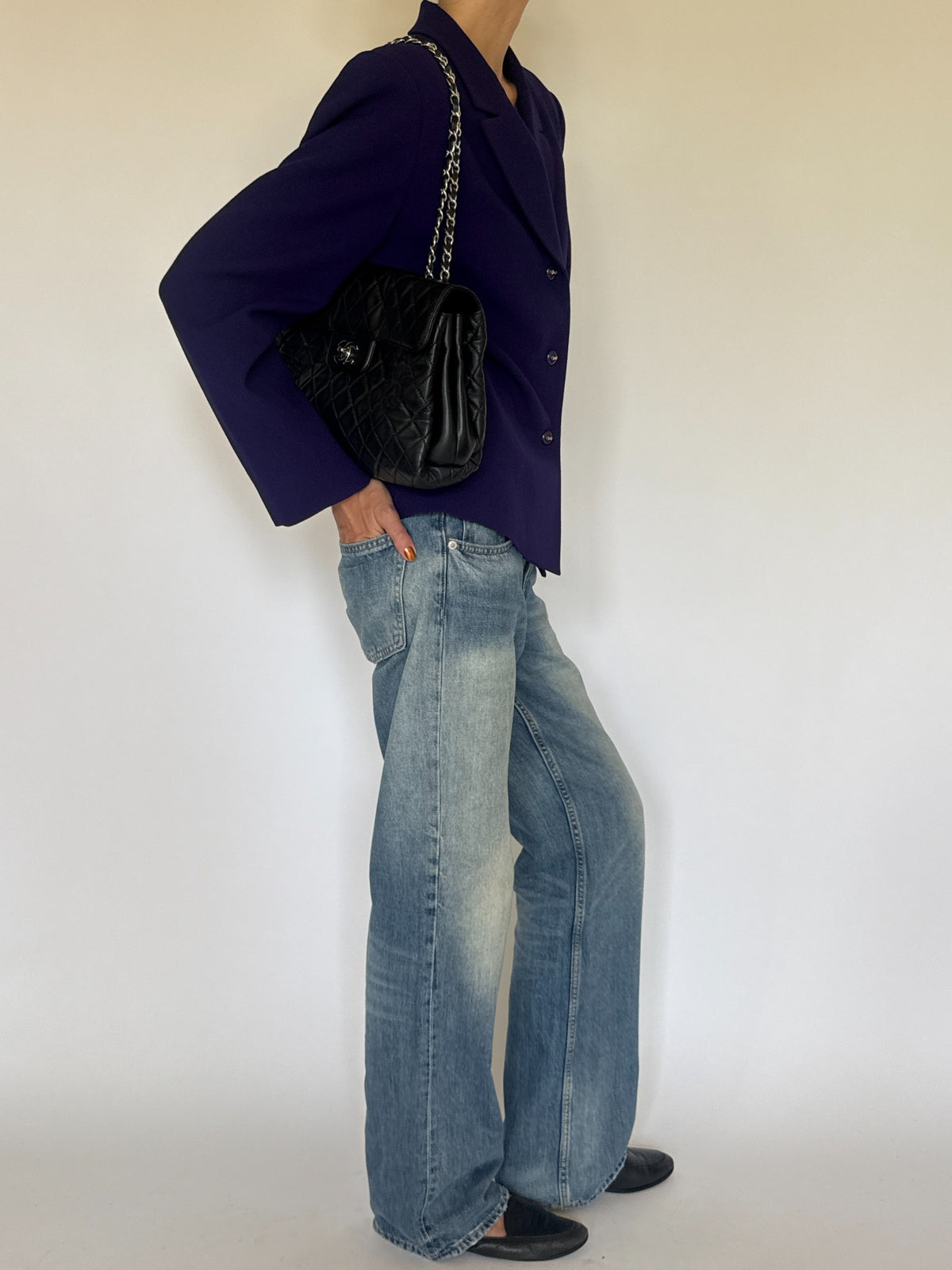 Vintage purple blazer side view