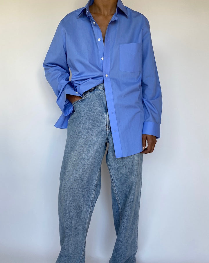 VINTAGE OVERSIZED BLUE LONG SLEEVE SHIRT 3263