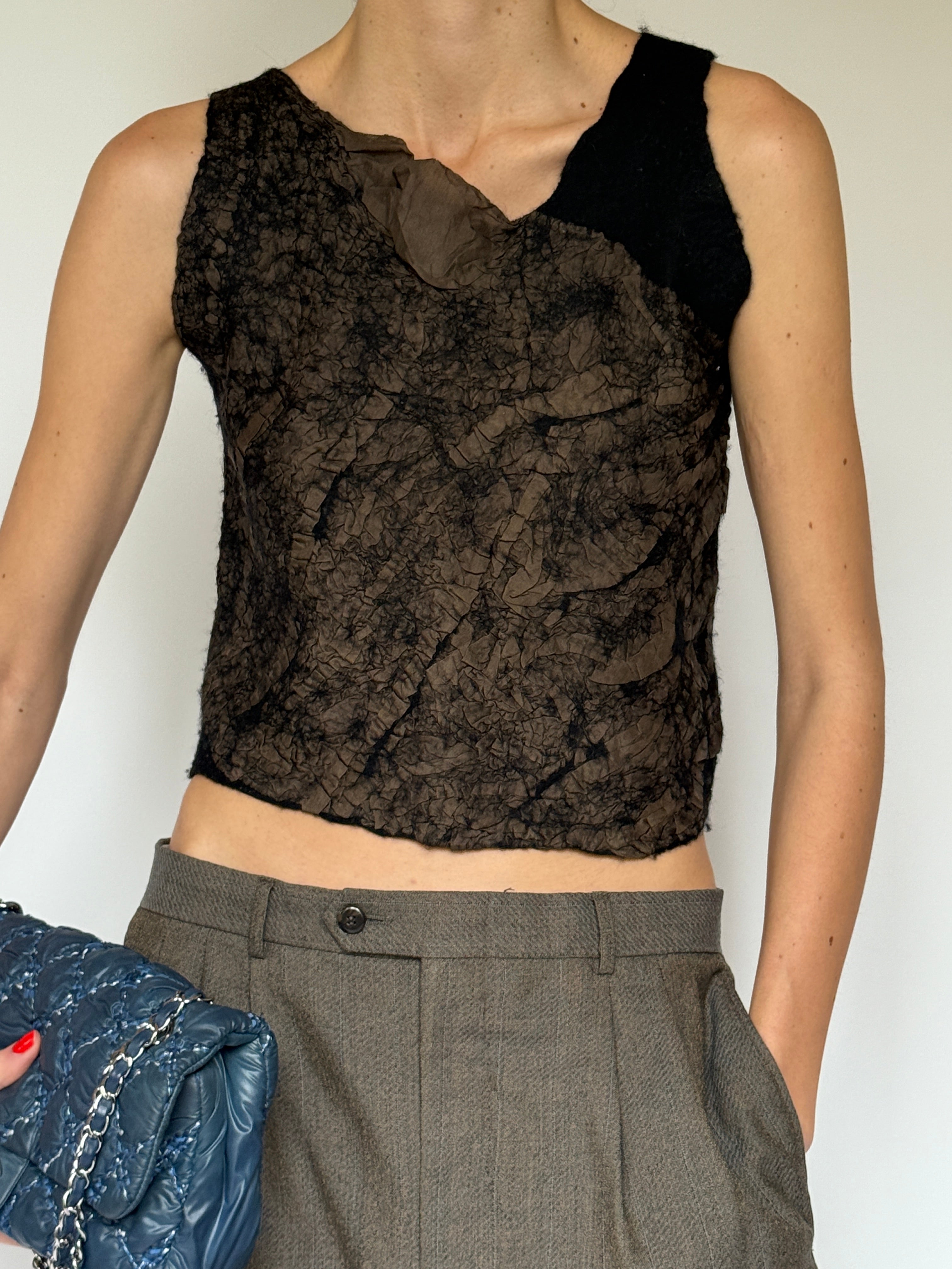 Vintage Sheer Textured Silk–Merino Top 7081