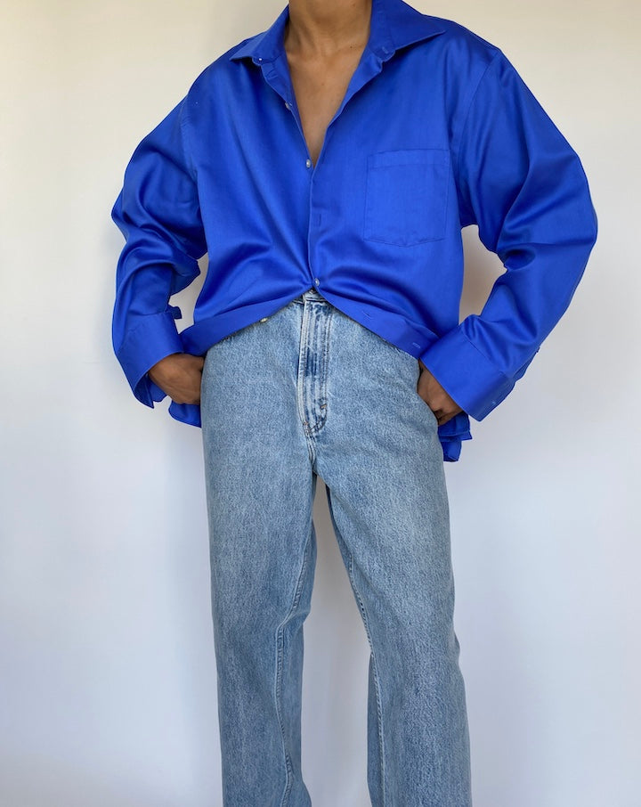 VINTAGE BLUE BUTTON DOWN SHIRT 3264