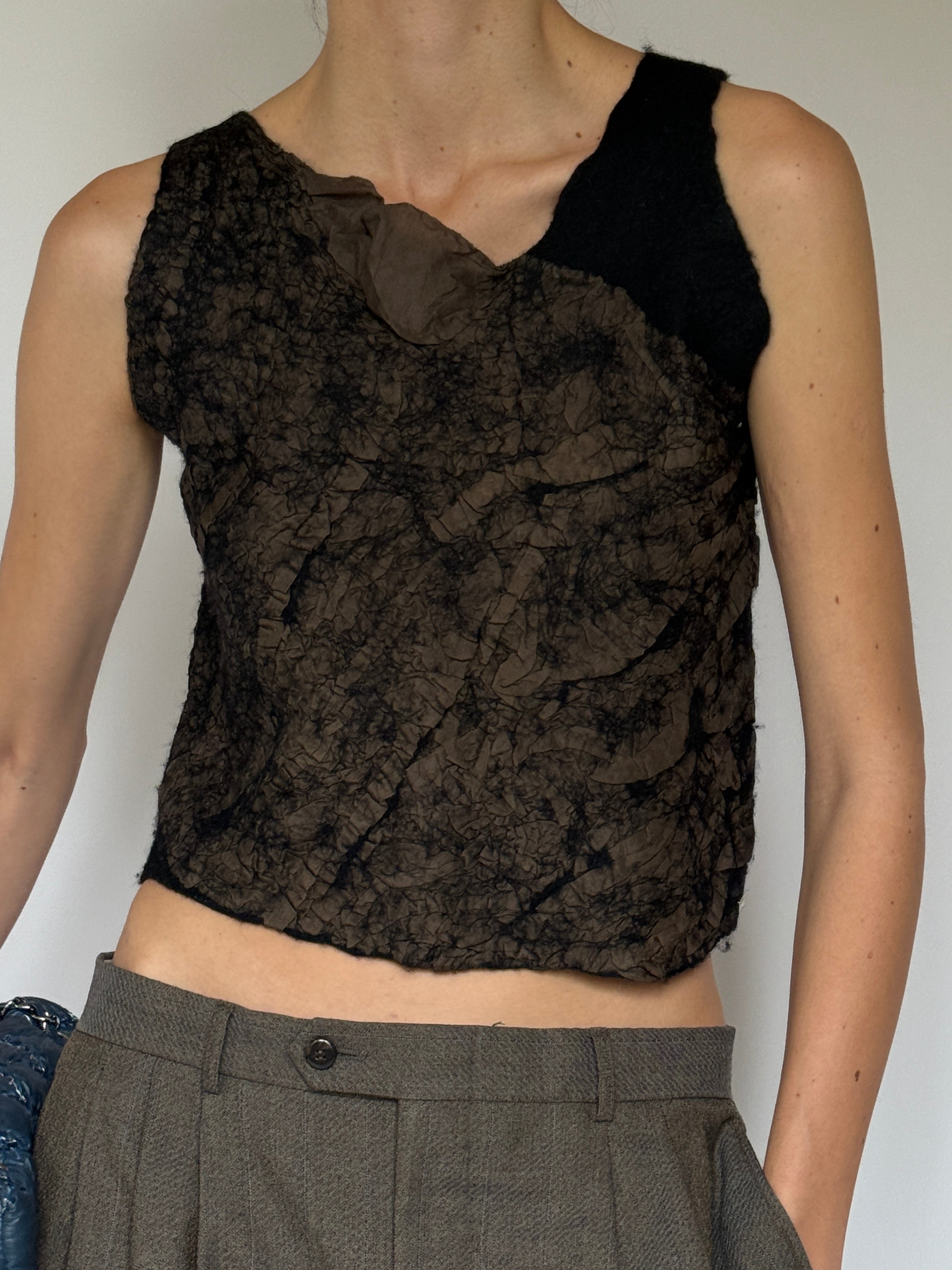 Vintage Sheer Textured Silk–Merino Top 7081