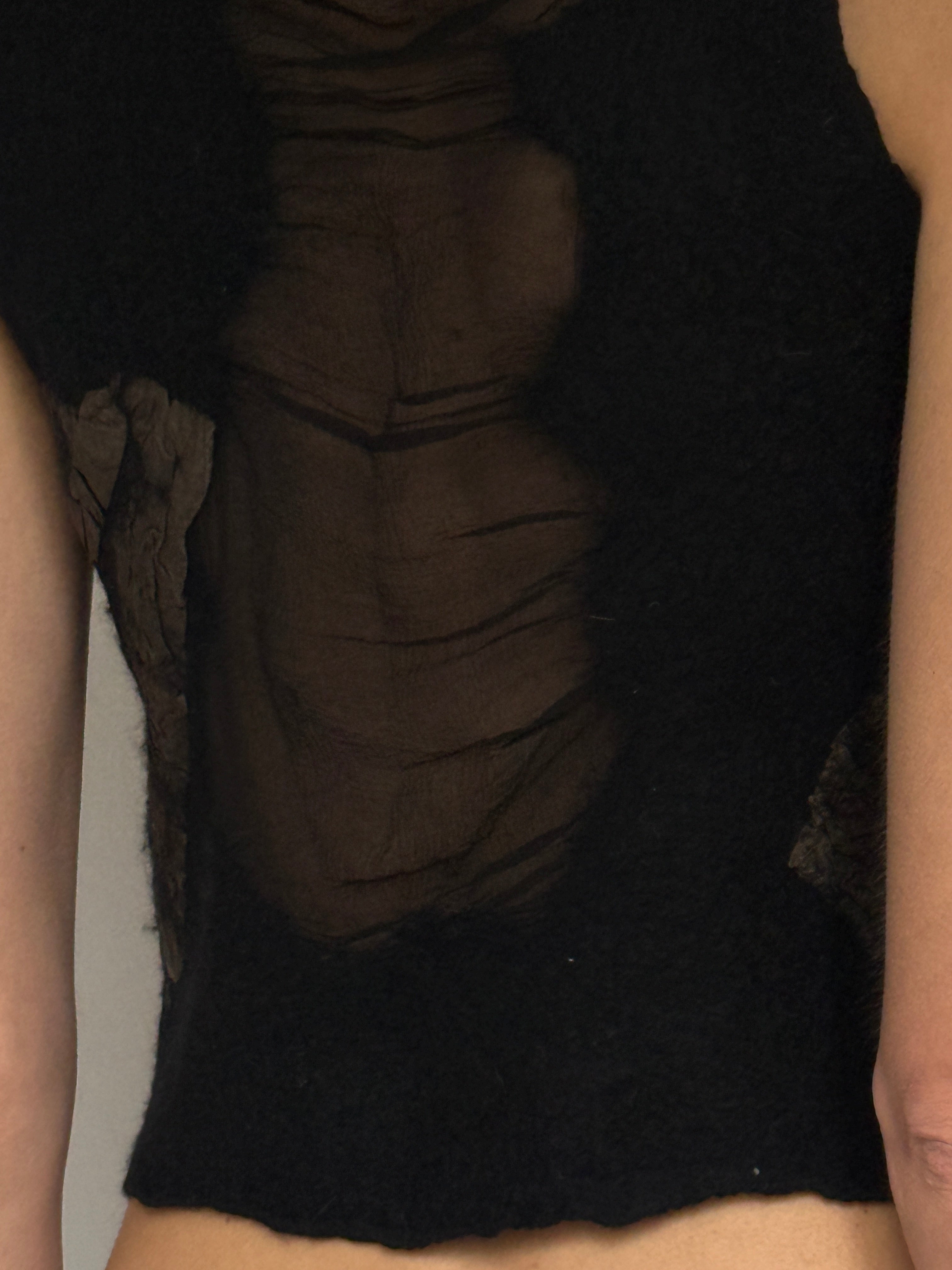 Vintage Sheer Textured Silk–Merino Top 7081