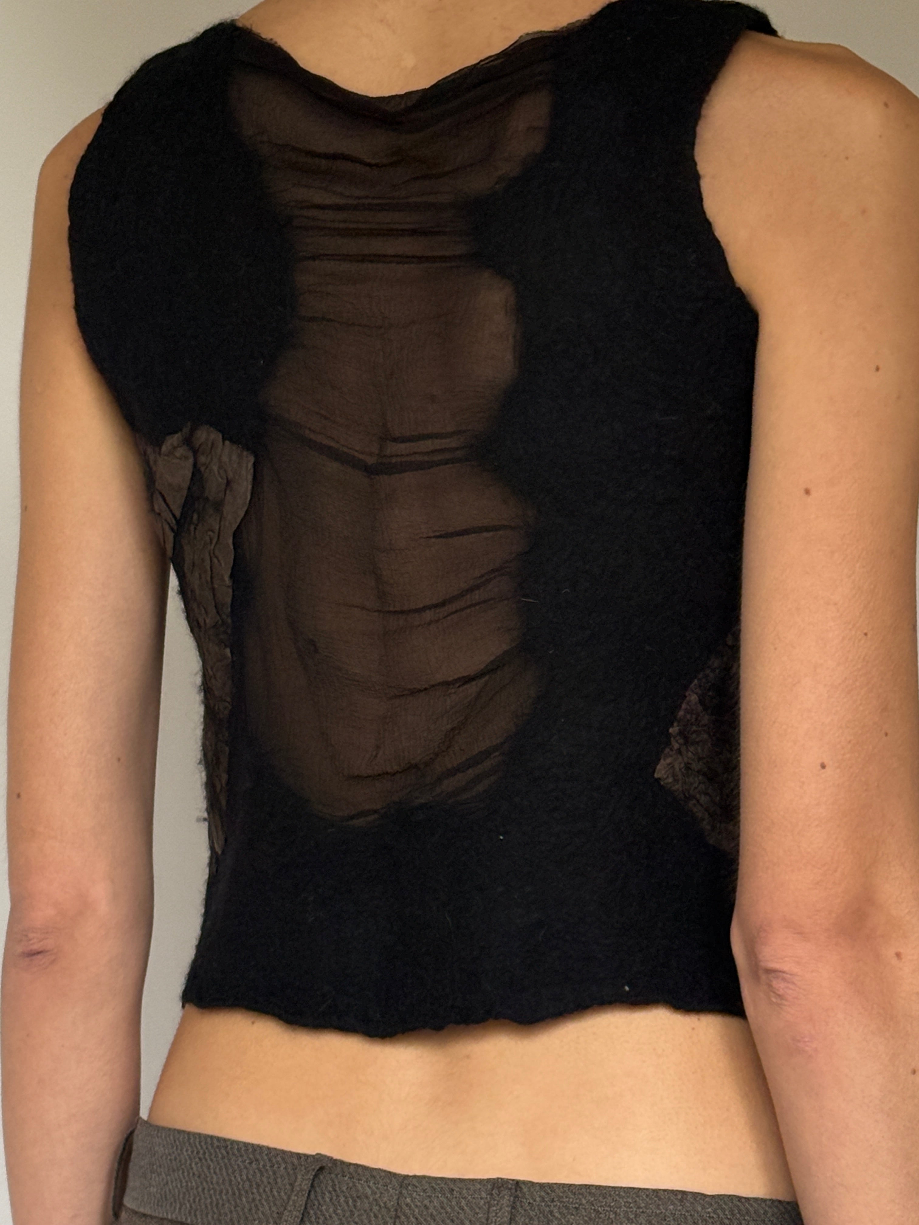 Vintage Sheer Textured Silk–Merino Top 7081