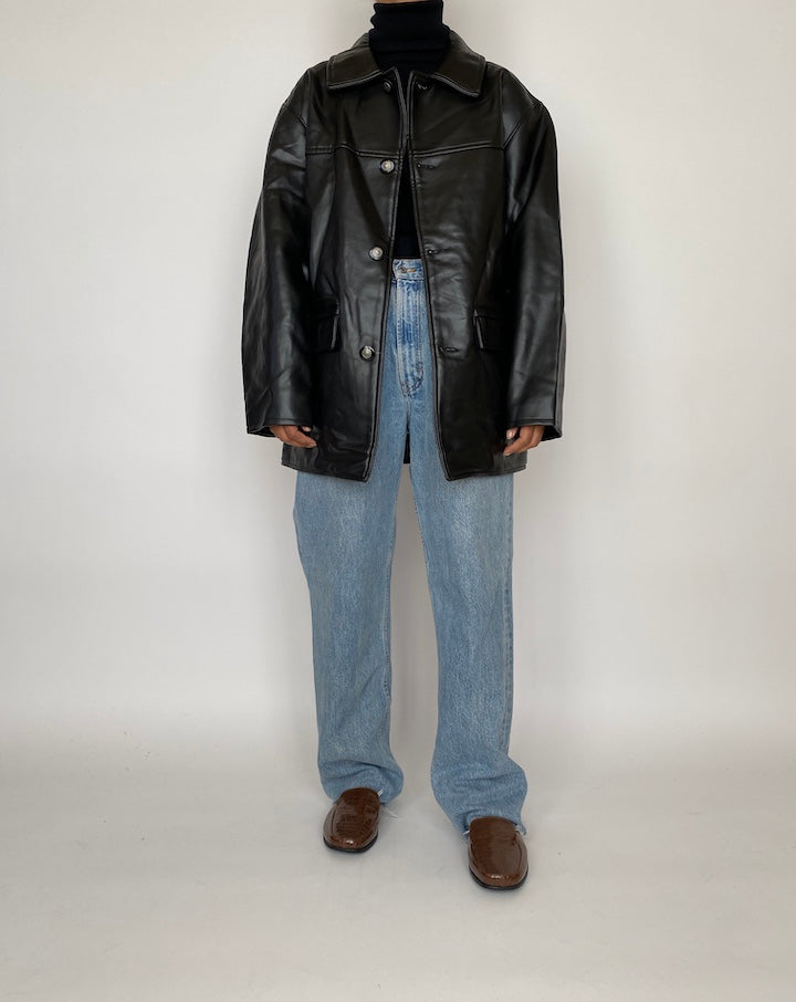 VINTAGE OVERSIZED FAUX LEATHER JACKET 2083