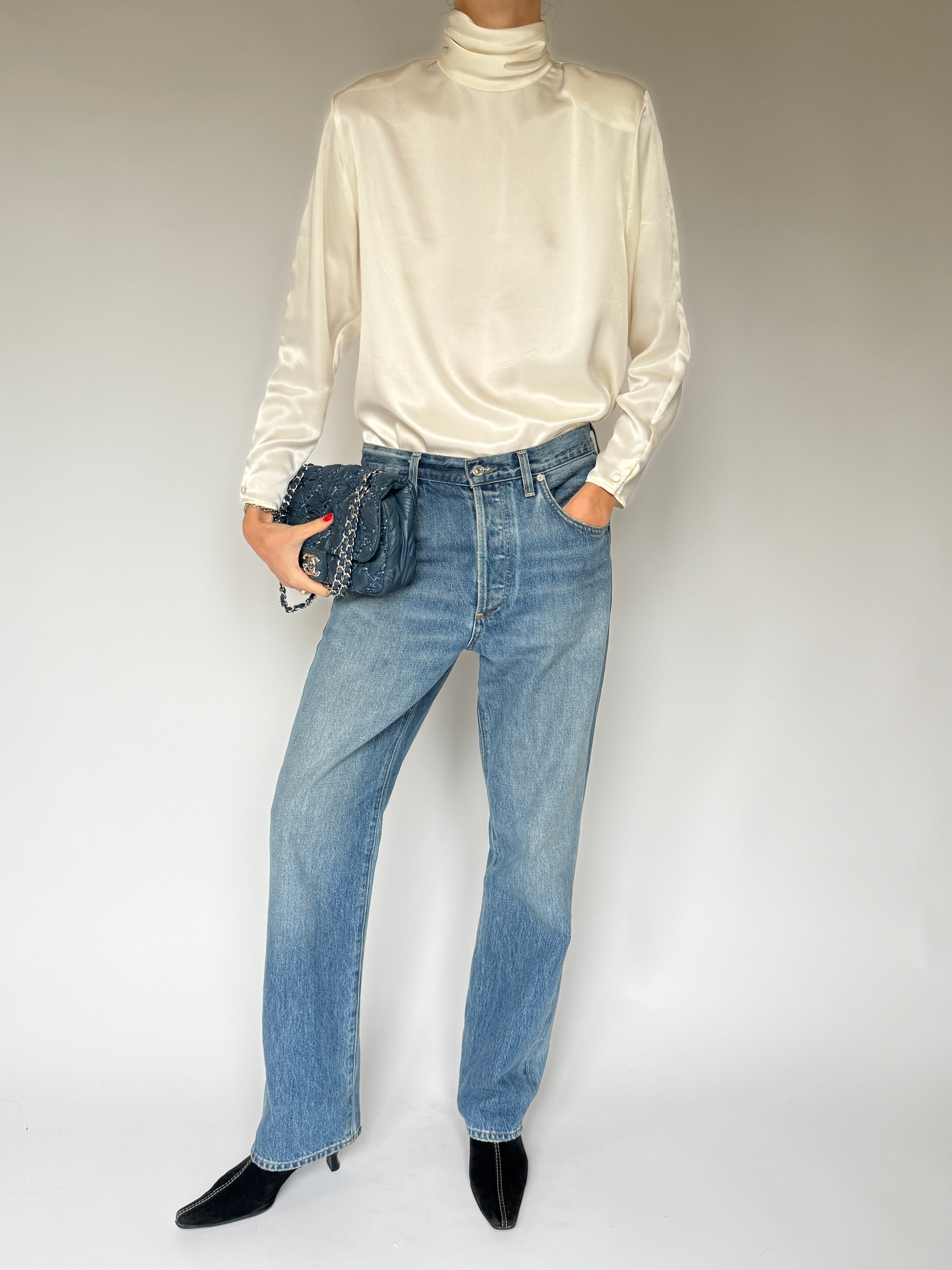 Vintage Turtleneck Blouse Ivory