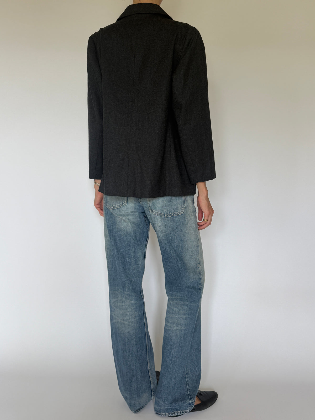 Vintage 100% Wool Blazer Charcoal Grey
