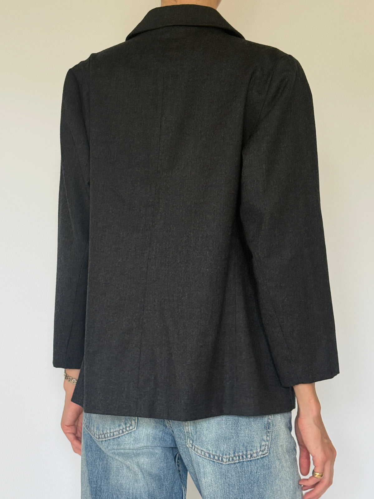 Vintage 100% Wool Blazer Charcoal Grey