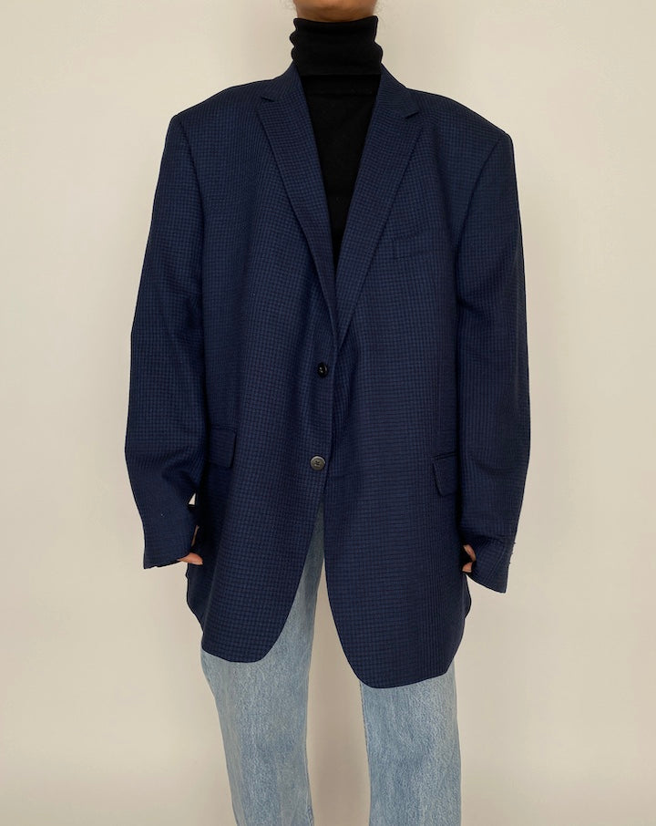 VINTAGE OVERSIZED SINGLE BREASTED NAVY BLAZER 2092