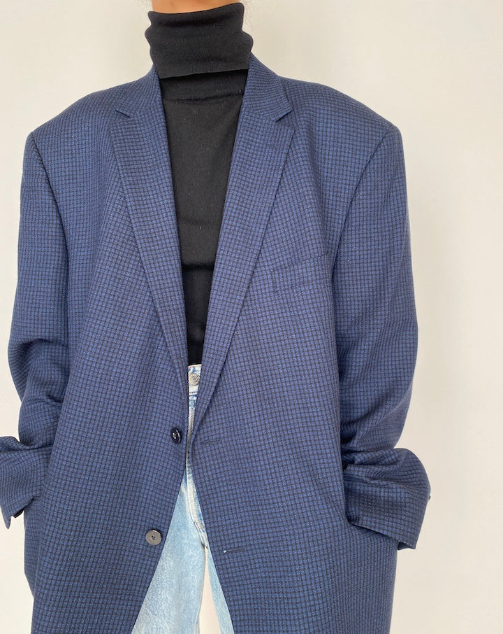 VINTAGE OVERSIZED SINGLE BREASTED NAVY BLAZER 2092