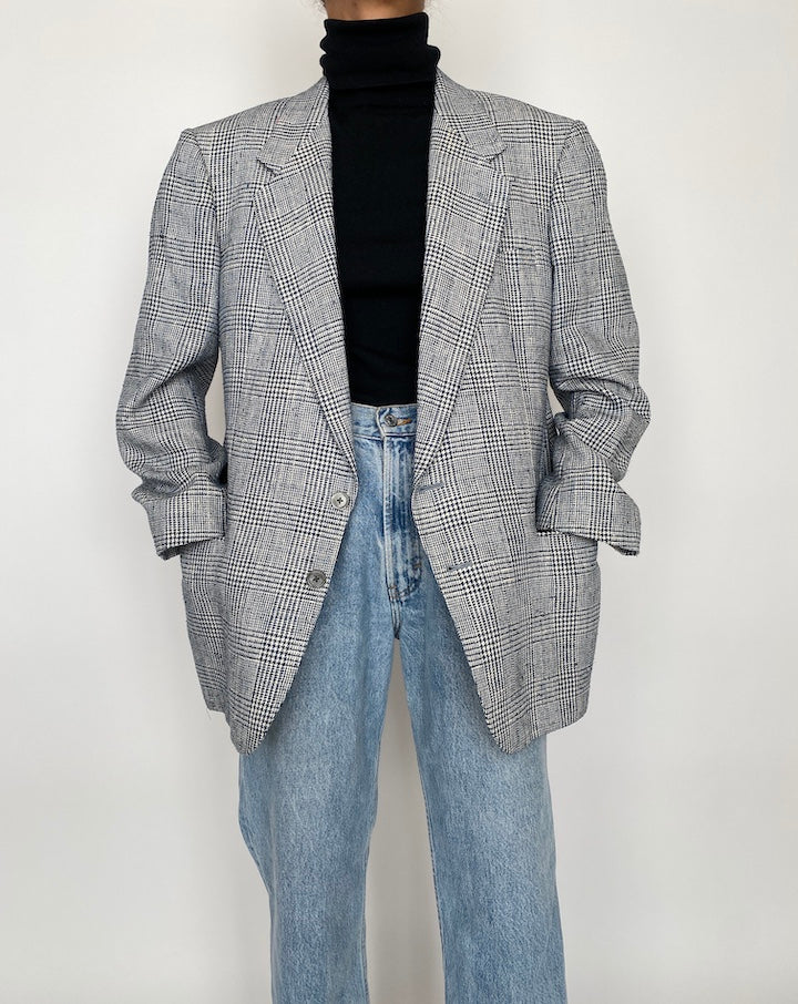 VINTAGE OVERSIZED SILK BLENDED BLAZER 2094