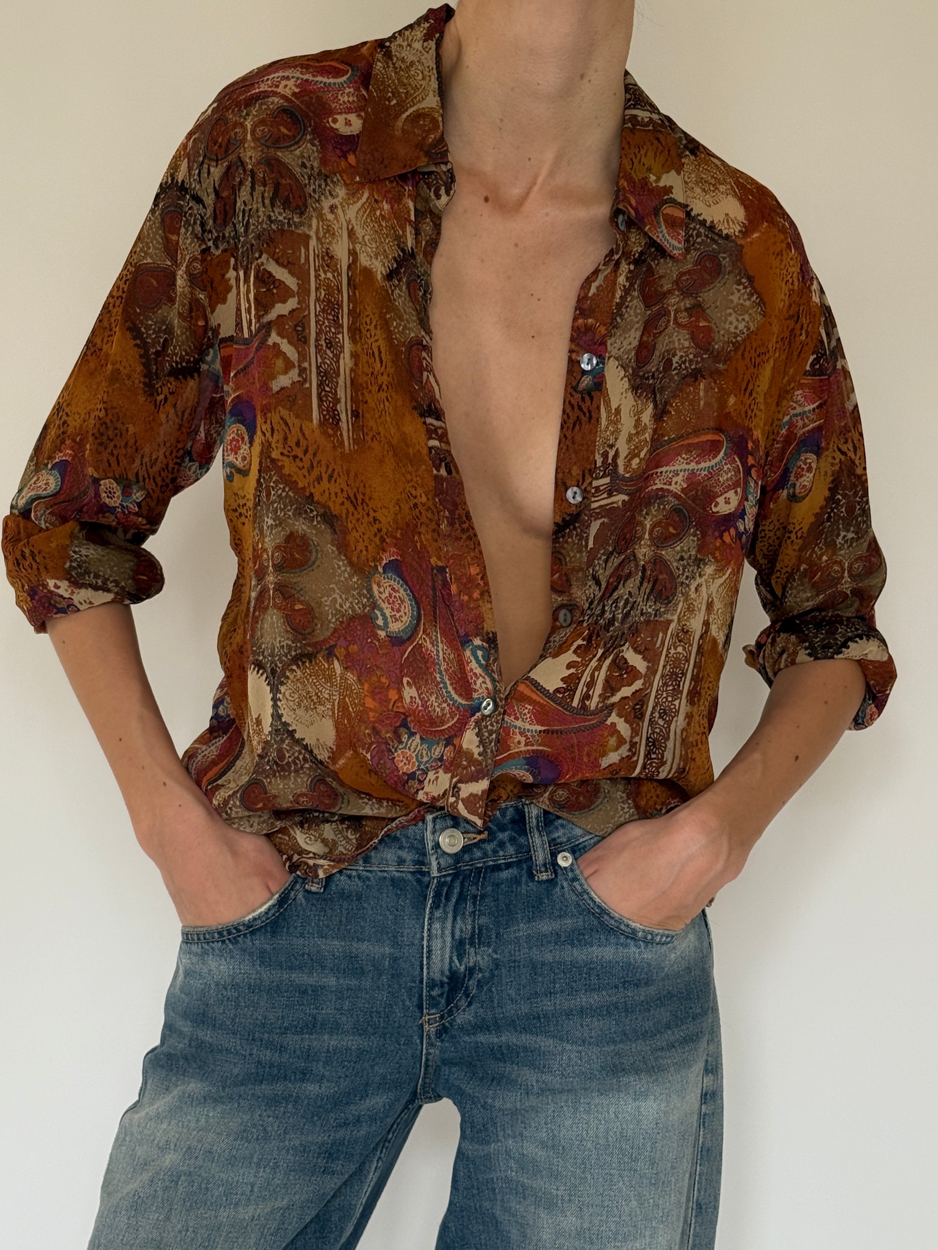 Vintage silk blouse button detail