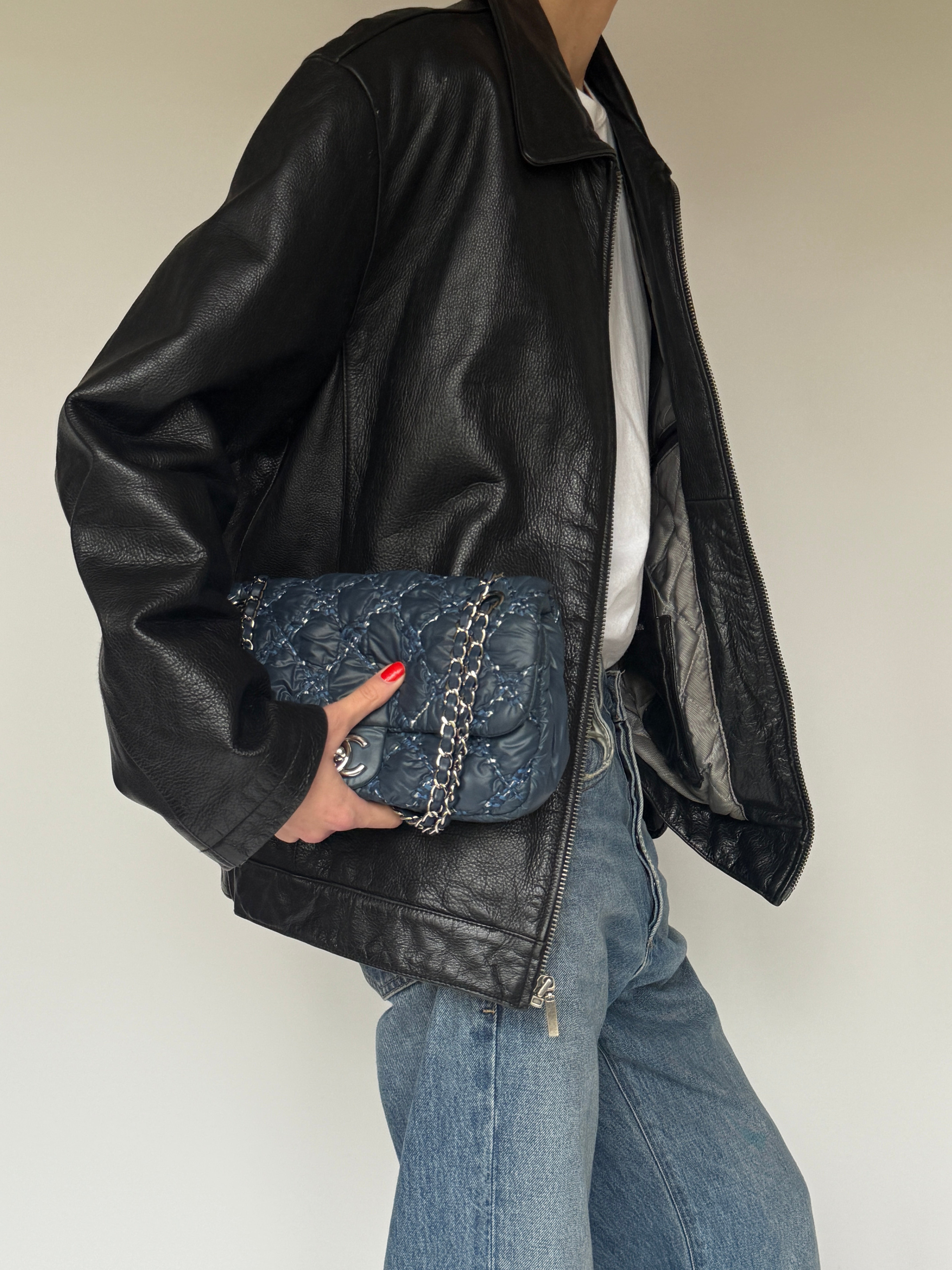 Vintage Black Leather Zip Jacket 7088