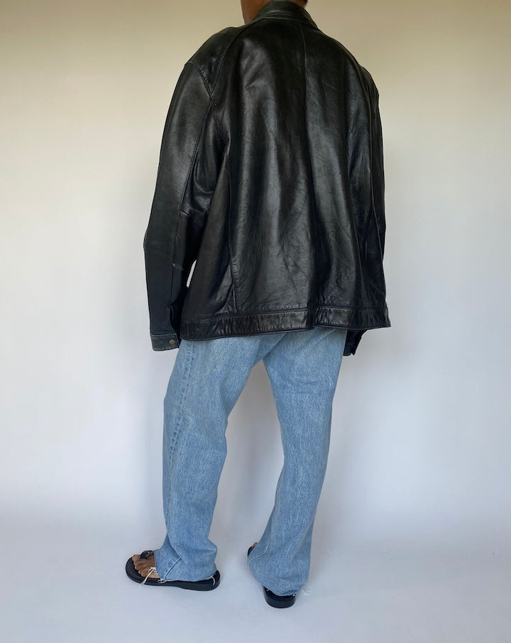 VINTAGE BLACK LEATHER JACKET 3677