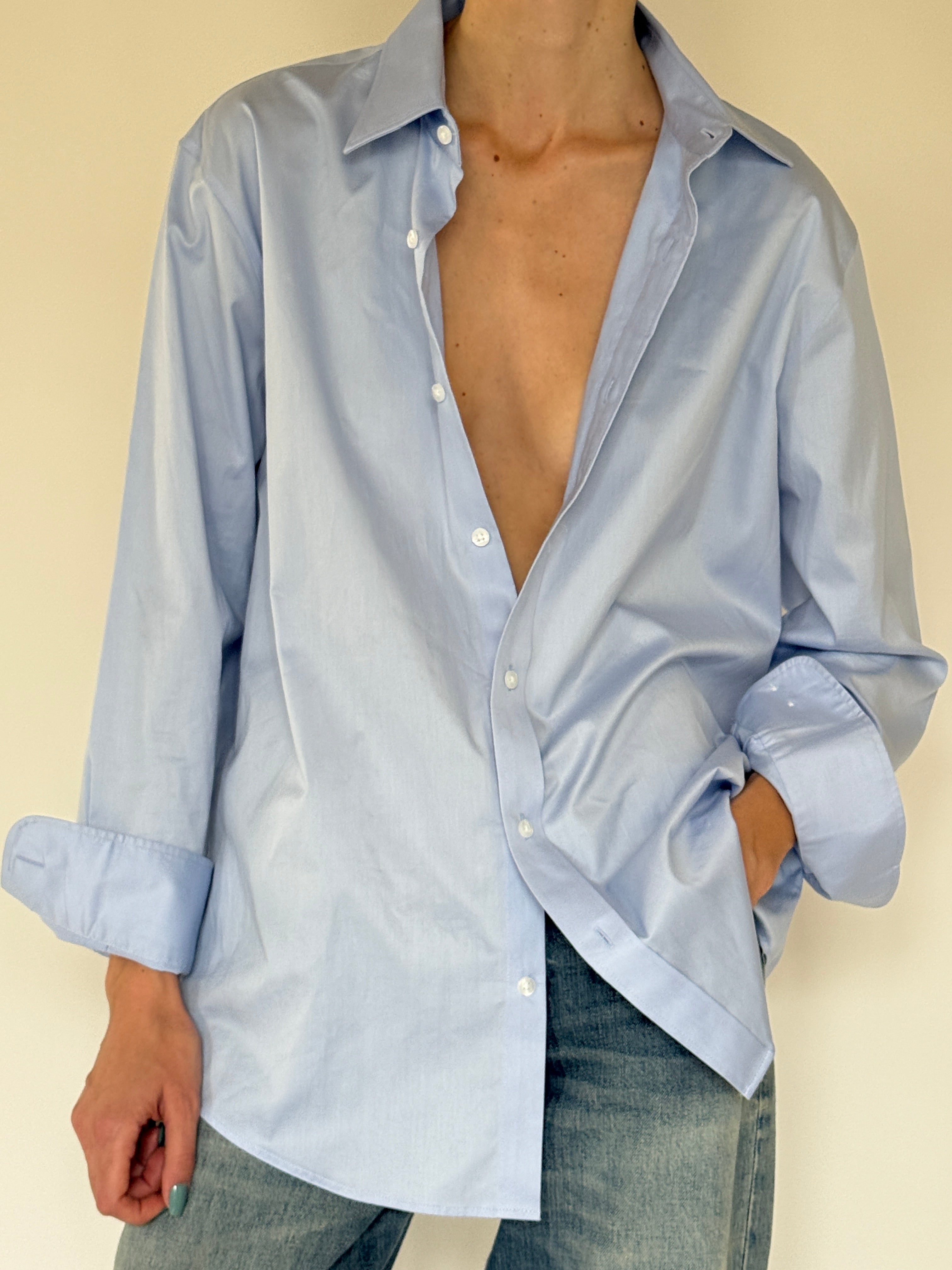 Vintage light blue shirt with oversized relaxed silhouette