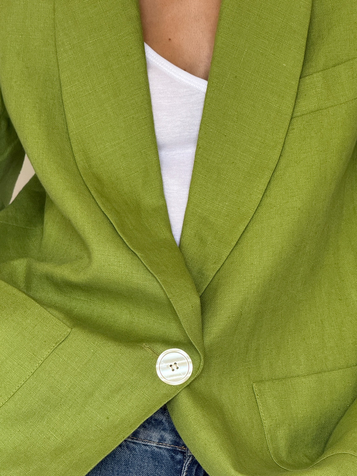 Vintage chartreuse blazer lapel detail