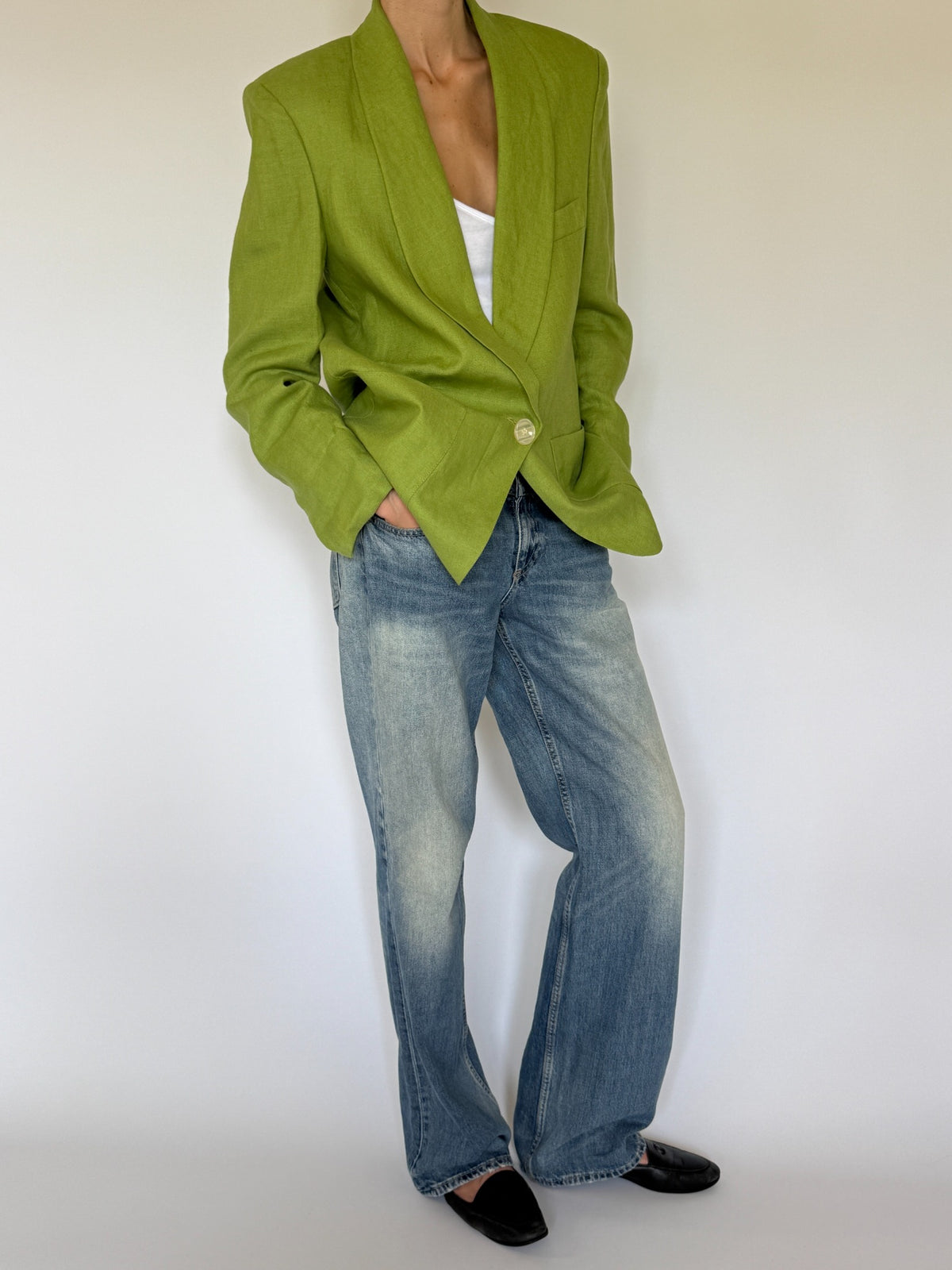Vintage chartreuse blazer pocket detail
