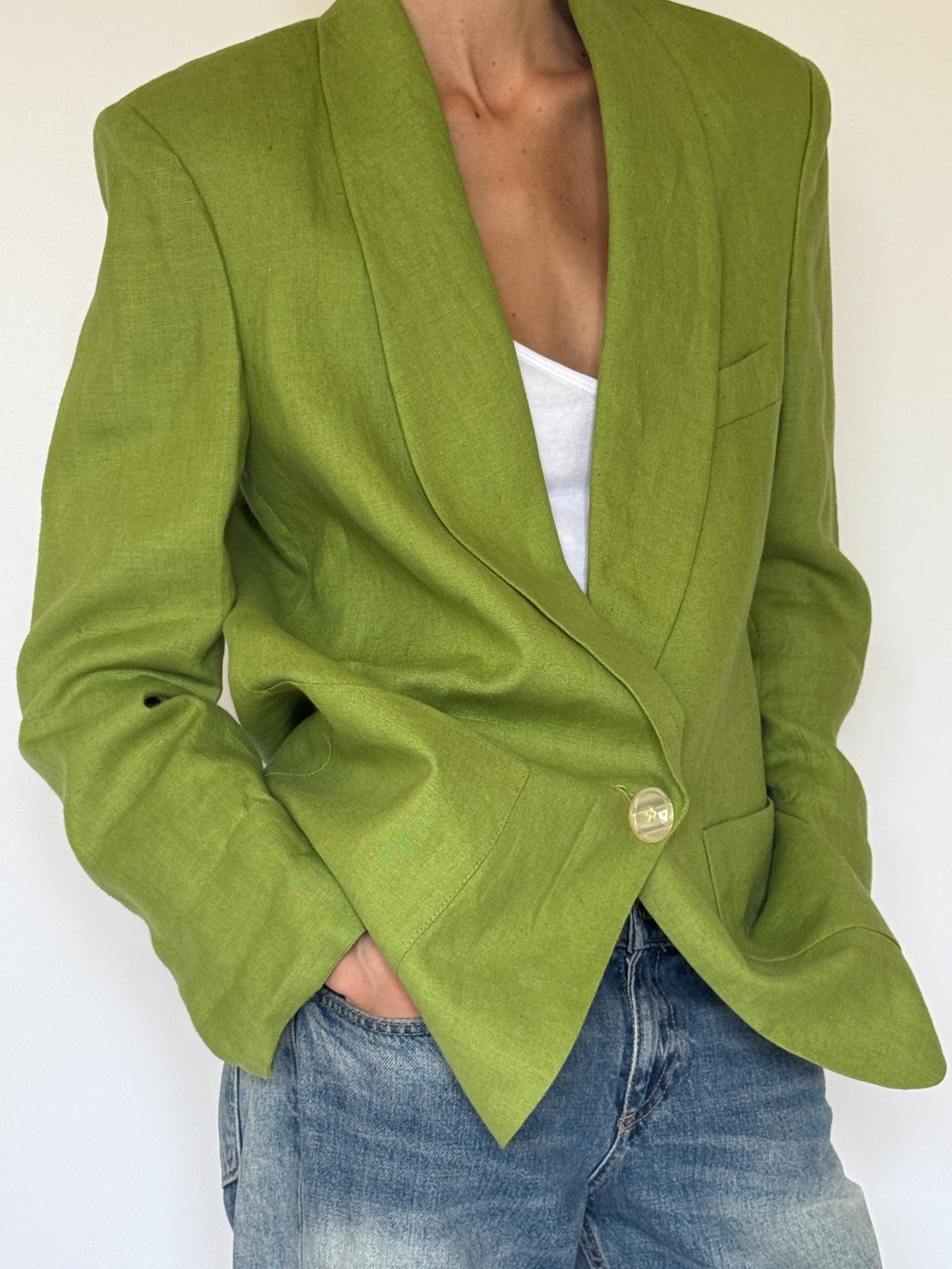 Vintage chartreuse blazer front view