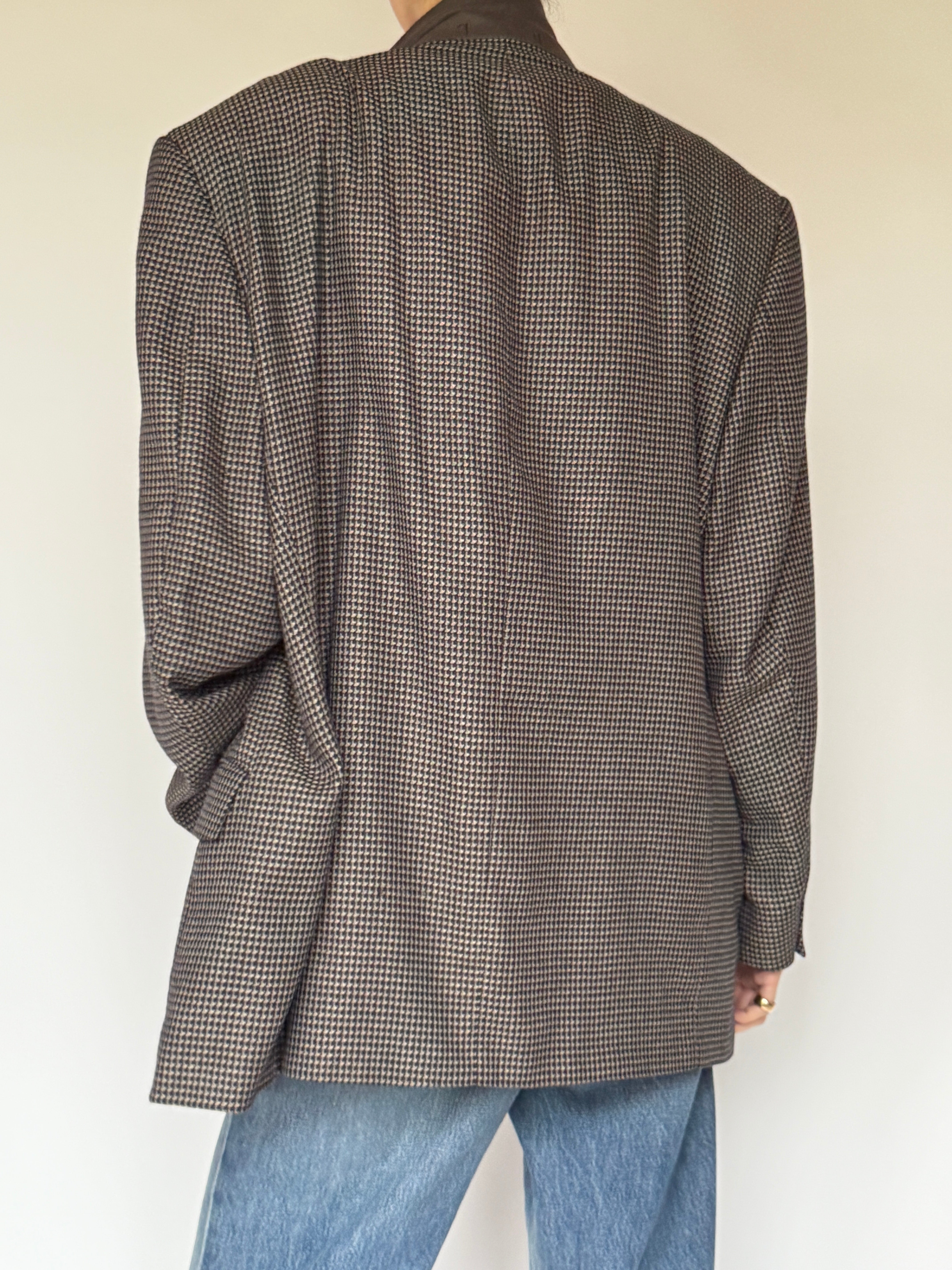 Vintage Houndstooth Wool Blazer 6693