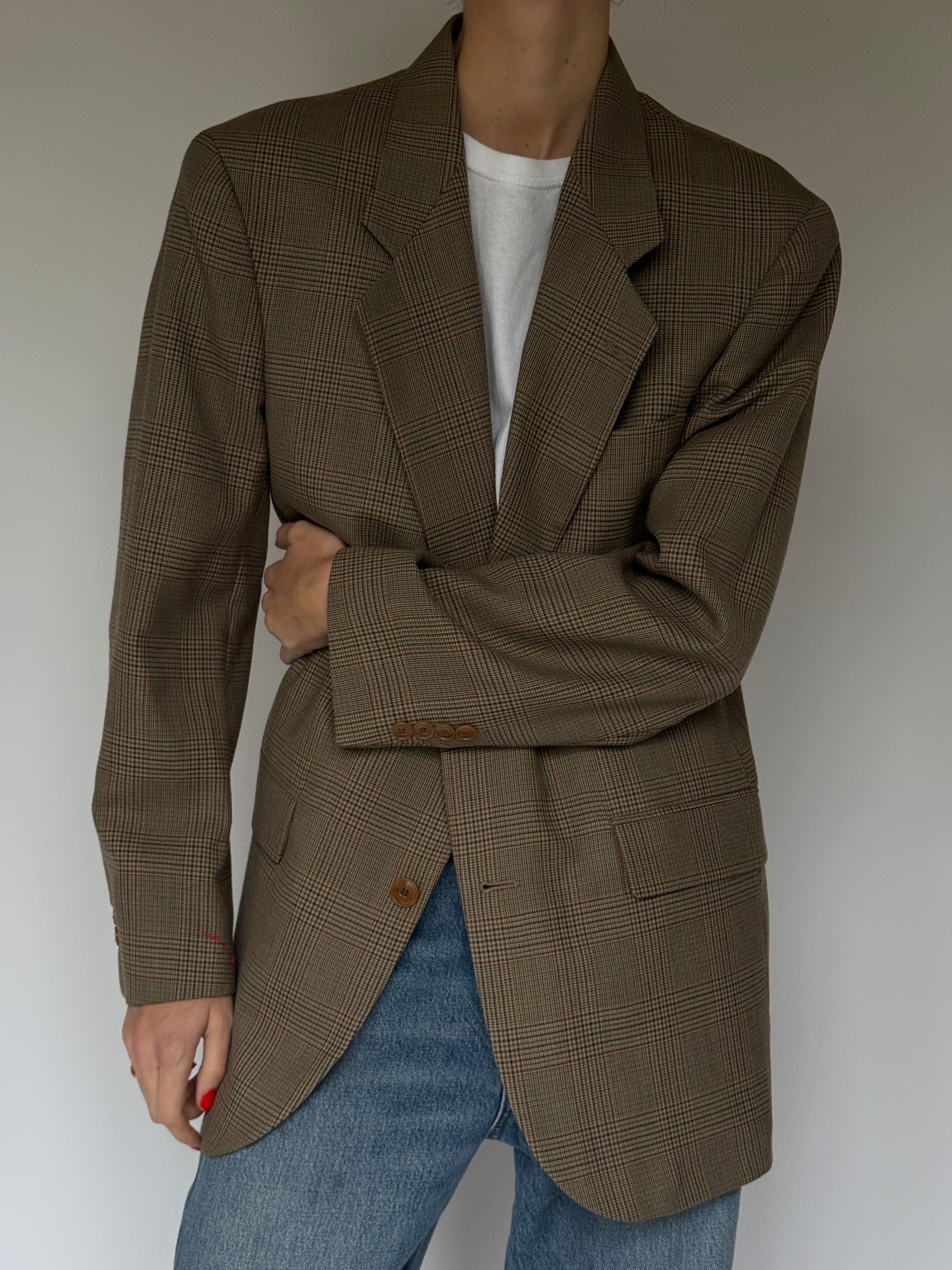 Vintage Plaid Oversized Blazer 6277