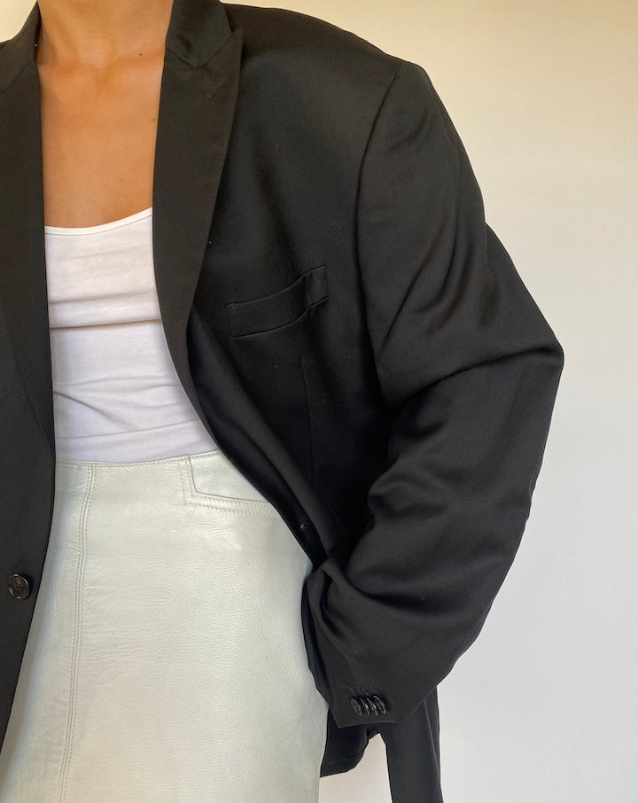 VINTAGE OVERSIZED BLACK WOOL BLAZER 2191