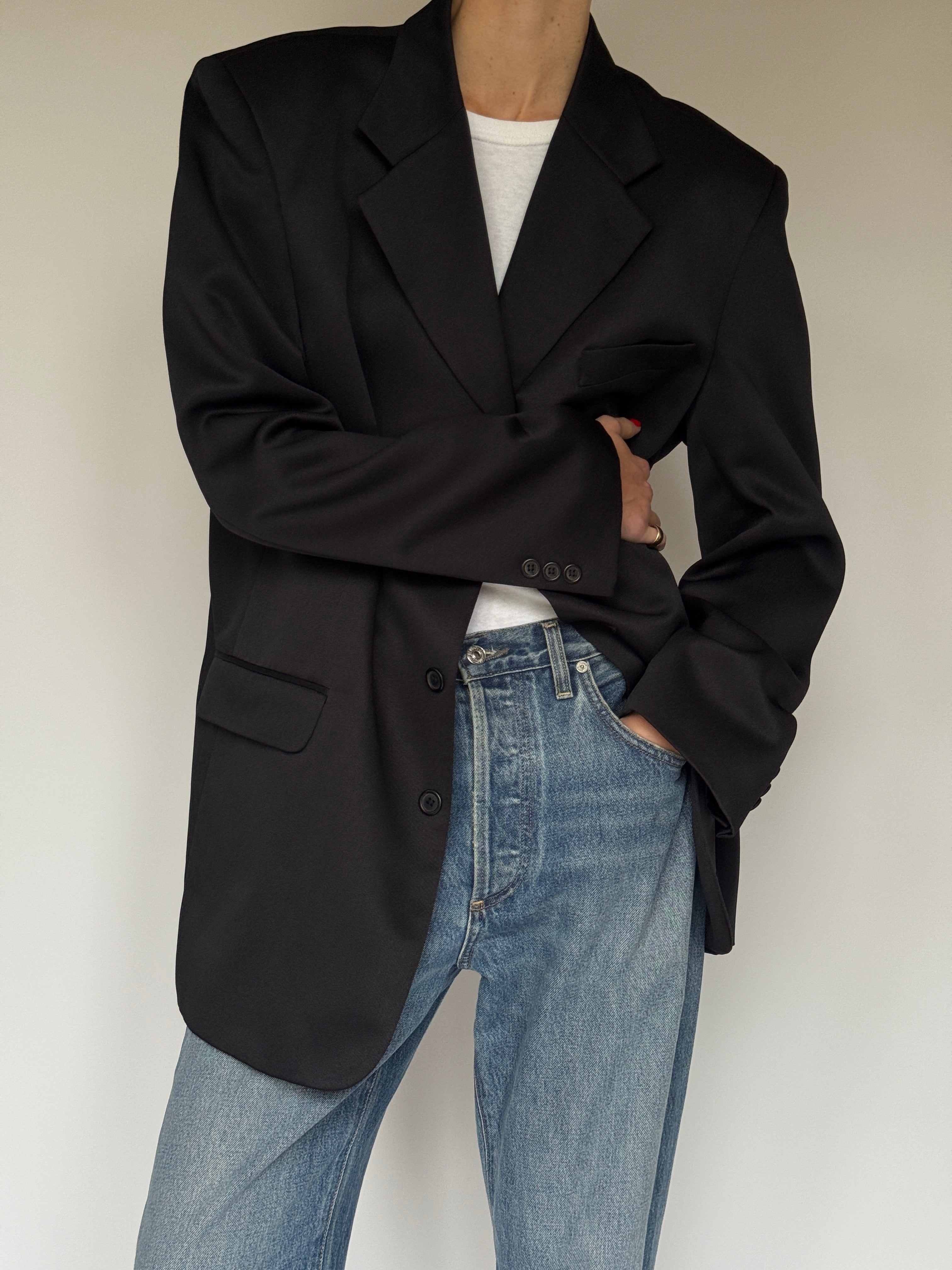 Vintage Oversized Blazer Black 5990