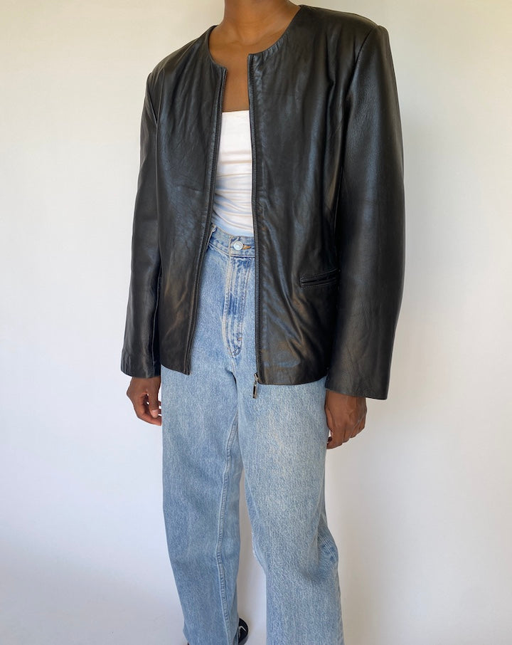 VINTAGE BLACK LEATHER JACKET 3131
