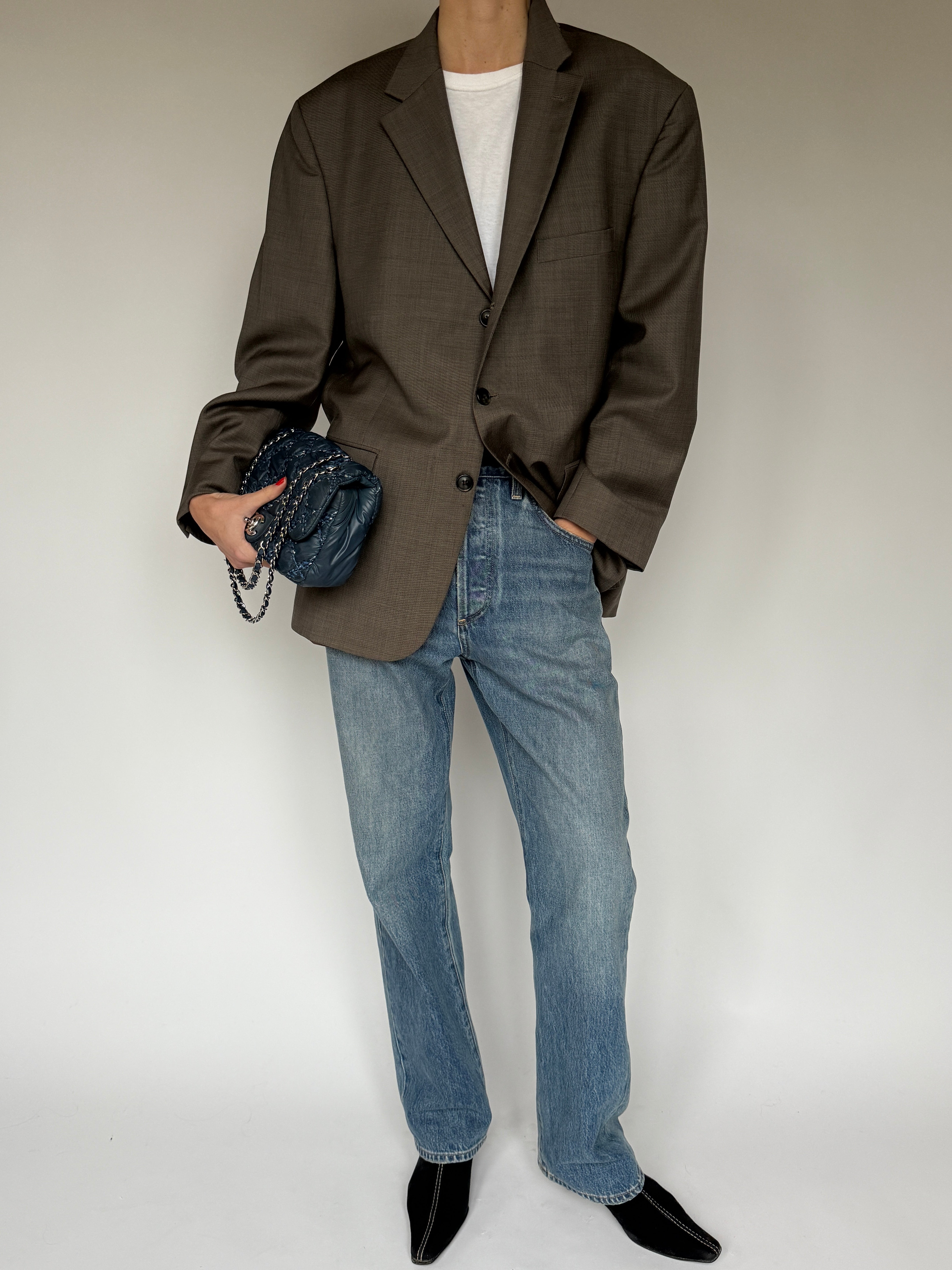 Vintage Oversized Wool Blazer In Cedar 5774