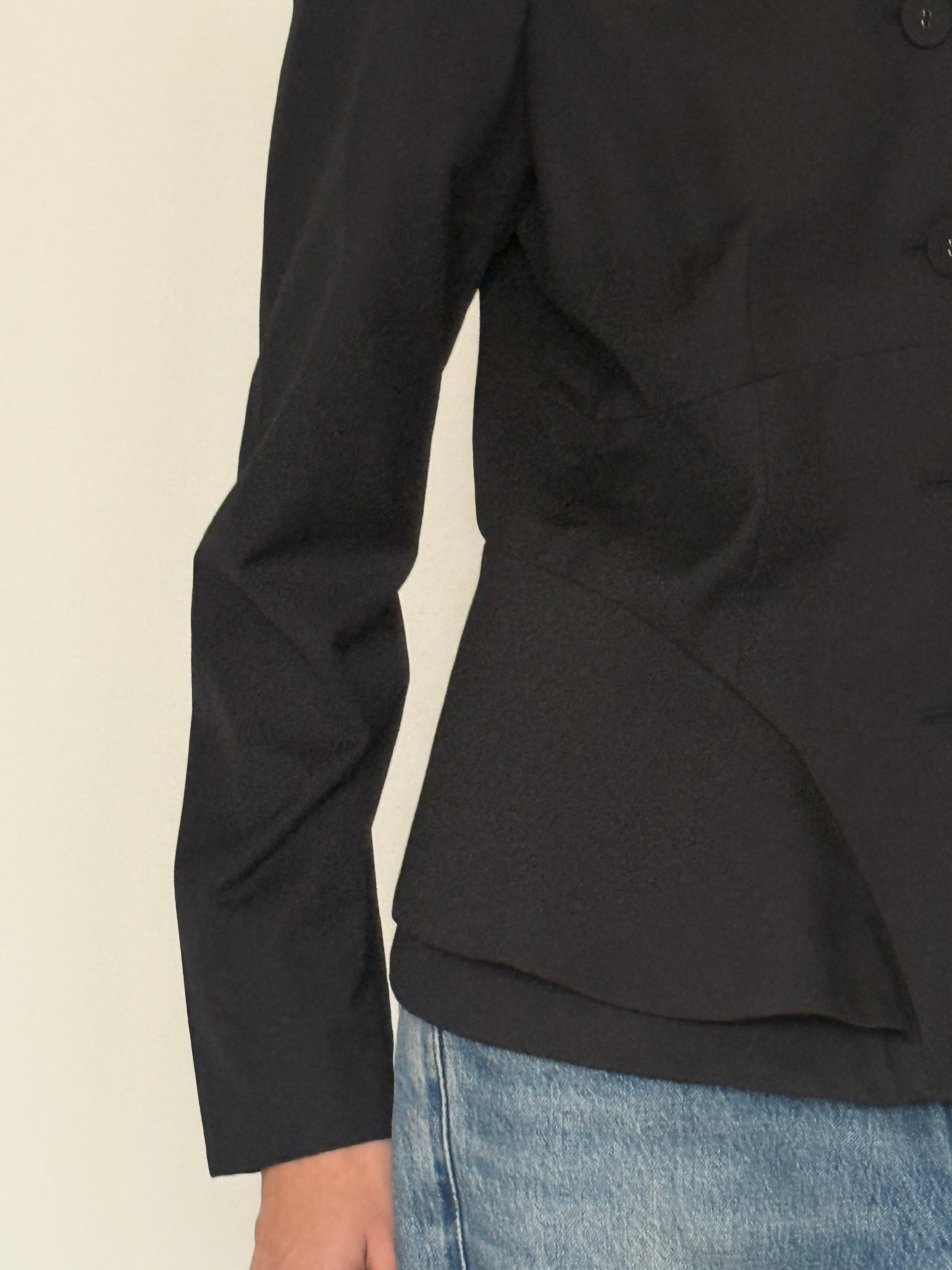 Vintage black peplum blazer waist seam detail